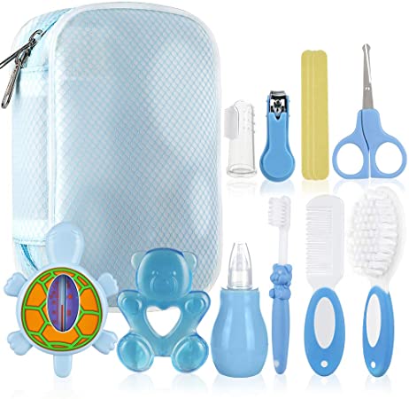 Lictin Baby Grooming Kit Newborn - 12PCS Baby Health Care Set Portable Baby Care Kit (Blue)