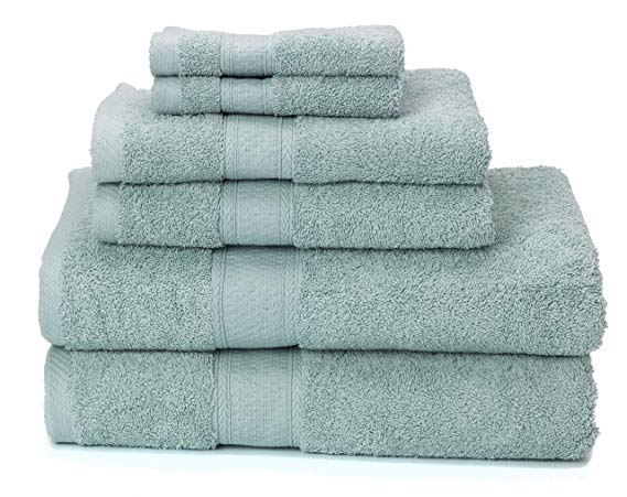 Ariv Collection Premium Bamboo Cotton 6-Piece Towel Set (2 Bath Towels, 2 Hand Towels and 2 Washcloths) - Natural, Ultra Absorbent and Eco-Friendly (Duck Egg)