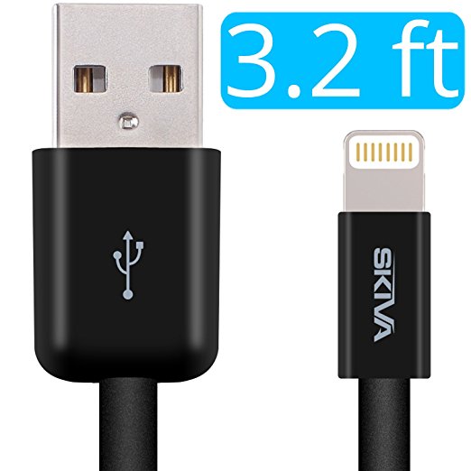Apple MFi Certified Lightning Cable - Skiva USBLink (3.2 ft / 1m) Fastest Sync and Charge 8-pin Cable for iPhone X 8 8Plus 7 6s 6 SE, iPad Pro Air mini, iPod touch 6, iPod nano 7th gen [Model:CB107]