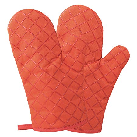 Homever Cotton Oven Mitts with Silicone, Heat Resistant to 464° F, Recycled Cotton Infill, Flexibility Non-Slip Kitchen Oven Gloves for Baking and Kitchen, 1 pair (Orange)