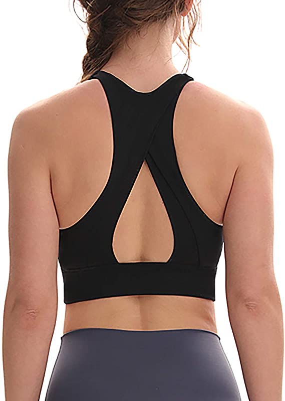 FAFAIR Yoga Sports Bra for Women Padded Push Up Longline Workout Crop Tank Top Running High Support Fitness