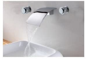 Contemporary Waterfall Bathroom Sink Faucet (Wall Mount)