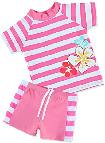 TFJH E Girls Swimsuit UPF 50  UV Kids Two Piece Swimwear Sunsuit 2-6 Years