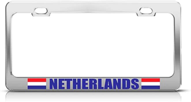Speedy Pros Metal License Plate Frame Holland Netherlands Flag Country Car Accessories Chrome 2 Holes