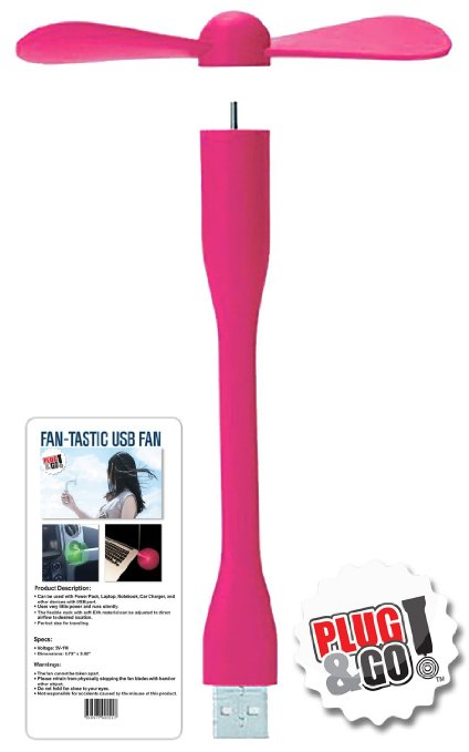Plug & Go! Fan-tastic Portable Mini USB Fan (Pink)
