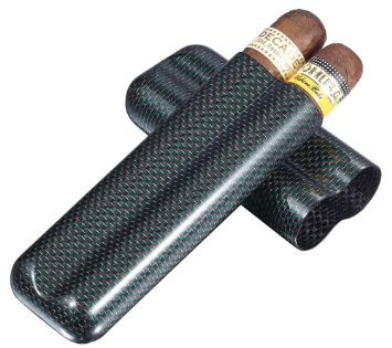 Visol Products VCASE494 "Cartenium" 2-Finger Carbon Fiber Cigar Case, Titanium
