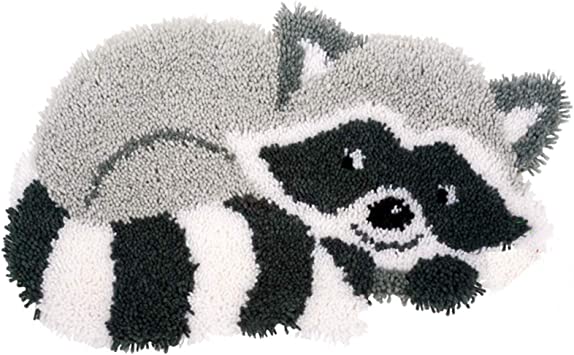 Ur HQCC DIY Crochet Yarn Kits 3D Raccoon Pattern Latch Hook Kits Rug for Kids and Adults DIY Handmade Needlework Crafts Carpet Tapestry Set Cross Stitch Embroidery Kits Creative Gift 20inch X13.9inch