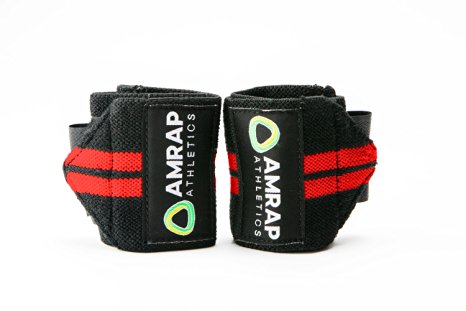 Wrist Wraps by AMRAP Athletics - Pair of 12" Long 3" Wide Soft Cotton Weightlifting Wraps with Heavy Duty Velcro and Thumb Loop - Backed by IRONCLAD Satisfaction Guarantee - Lift More NOW!