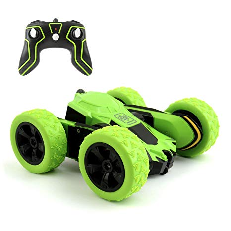 RC Cars Stunt Car Toy, Amicool 4WD 2.4Ghz Remote Control Car Double Sided Rotating Vehicles 360° Flips, Kids Toy Cars for Boys & Girls Birthday(Green)