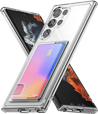 Ringke Fusion Card Compatible with Samsung Galaxy S22 Ultra 5G Case (2022), Transparent Hard Back with Built-in Slim Card Holder Wallet Cover for S22 Ultra 6.8-inch - Clear