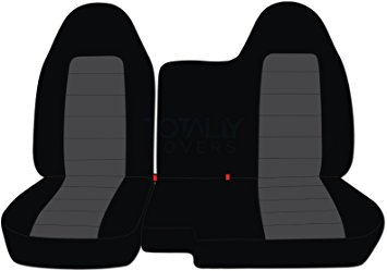 2004-2012 Chevy Colorado/GMC Canyon Two-Tone Truck Seat Covers (Front 60/40 Split Bench) No Armrest: Black and Charcoal (21 Colors) 2005 2006 2007 2008 2009 2010 2011 Chevrolet