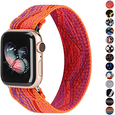 TOYOUTHS Elastic Band Compatible with Apple Watch Band Stretchy Loop 38/40mm Boho Embroidery Pattern Soft Nylon Strap Women Replacement Wristband for iWatch Series 5/4/3/2/1
