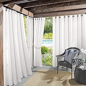 Sun Zero Marina Indoor/Outdoor UV Protectant Energy Efficient Grommet Curtain Panel, 54" x 95", White