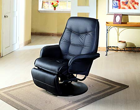 Berri Swivel Recliner with Flared Arms Black