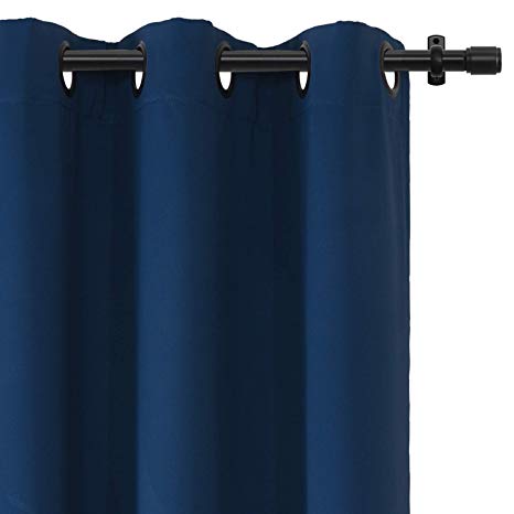 Rose Home Fashion RHF Blackout Thermal Insulated Curtain - Antique Bronze Grommet Top for Bedroom 52W by 63L Inches-Navy