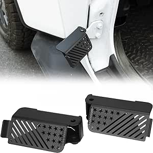 JOYTUTUS Upgraded 120° Wrangler Foot Pegs for Wrangler JK JL Gladiator JT 2007 to 2024, Exterior Door Hinge Metal Powder Coating Rest Pedals with US Flag Foot Rest Kick Panel Accessories