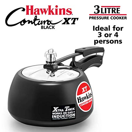 Hawkins CXT30 Contura Hard Anodized Induction Compatible Extra Thick Base Pressure Cooker, Black, 3l