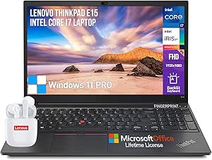 Lenovo Thinkpad E15 Business Laptop 15,FHD 15.6 Laptop Computer,Intel Core i7 Laptop Notebook,32GB RAM 1TB SSD,Windows 11 Pro Laptop Office Lifetime,10 Key Backlit Keyboard Ethernet Port Thunderbolt