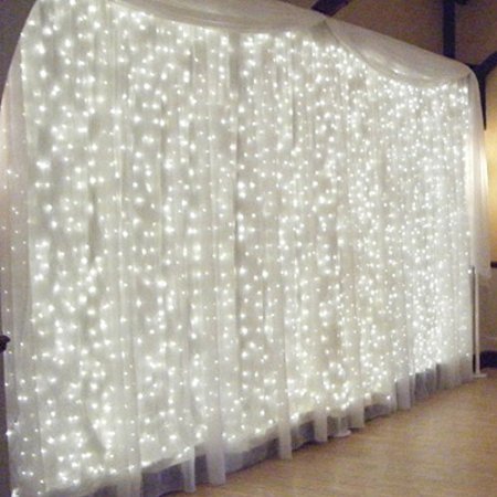 Solmore Window Curtain Light 3m*3m 300led Christmas Light Icicle Lights Festival Curtain String Fairy Wedding Led Lights for Wedding, Party, Window, Home Decorative Garden Decorative 110v Us Plug (Pure White)