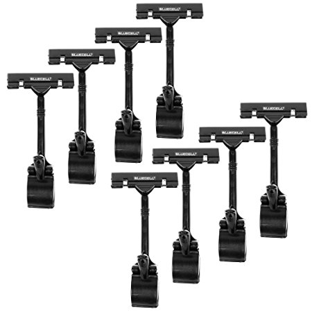 BCP 8pcs POP Adjustable Plastic Clip-on Style Merchandise Sign Display Clip Holder (Black)