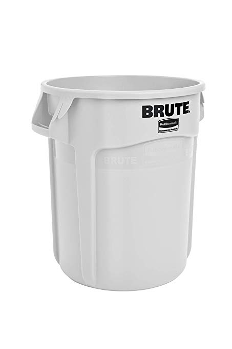 Rubbermaid Commercial Products FG261000WHT Brute Heavy-Duty Round Trash/Garbage Can, 10-Gallon, White