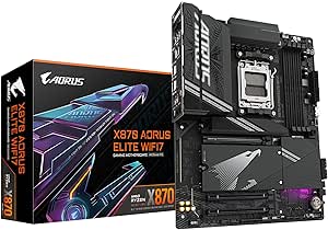 GIGABYTE Carte mère X870 A Elite WIFI7 - Prend en Charge Les processeurs AMD Ryzen 9000, VRM 16 2 2 Phases, jusqu'à 8000MHz DDR5 (OC), 3xPCIe 5.0, Wi-FI 7, LAN 2.5GbE, USB 4