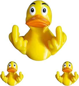 Middle Finger Duck,3 Piece Rubber Ducks,for Decorating Jeep Ducks,Trump Rubber Duck,Funny Gag Prank Middle Finger Gifts (Yellow), Small