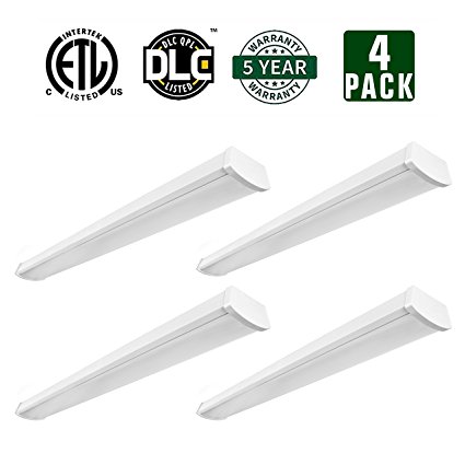 Hykolity 4ft 40W LED Garage Shop Light Wraparound Flushmount Commercial Office Ceiling Lamp 2800 Lumens 5000K Daylight White 64w Fluorescent Equivalent-Pack of 4