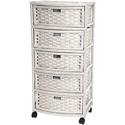 Oriental Furniture 37" Natural Fiber Chest of Drawers - White