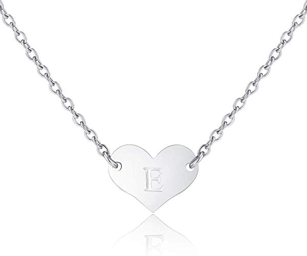 Sincere Initial Heart Necklace for Women Kids Child Gold/Silver Dainty Personalized Letter Heart Choker Necklace Jewelry