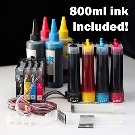 Continuous Ink Supply System CISS LC61 (Replaces LC61 LC980 LC65 LC67 . .) & Extra set refill ink bottles use for Brother MFC 250C 255CW 290C 295CN 490N 490CW, 670CD 790CW 795CW 990CW 930CDN 930CDWN 5490CN 5890CN 6490CW 6890CW J265 J270 J410 J415 J615 J630