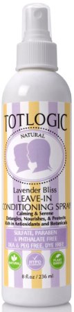 TotLogic Natural Leave In Conditioning Spray - Lavender Bliss , 8 oz, No Sulfates, No Phthalates