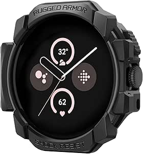 Spigen Rugged Armor Designed for Google Pixel Watch 3 45mm Case Durable TPU Cover Case (2024) - Matte Black