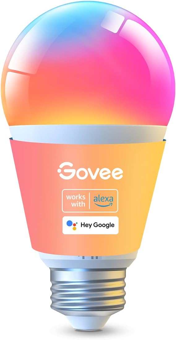 Govee Smart A19 LED Light Bulbs, 1000LM RGBWW Dimmable, Wi-Fi & Bluetooth Color Changing Light Bulbs, Works with Alexa & Google Assistant No Hub Required, 75W Equivalent Smart Bulbs, 1 Pack