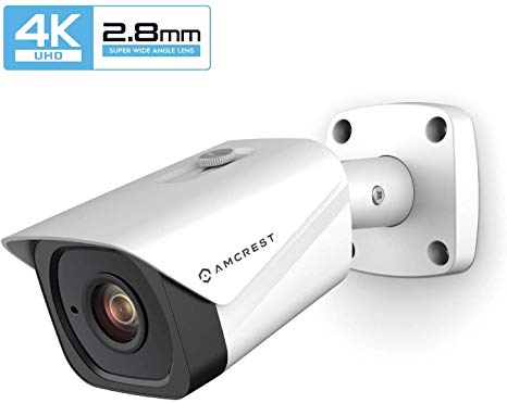 Amcrest 4K UltraHD PoE Outdoor Security Camera, IP Surveillance Camera with 131ft Night Vision, 2.8mm Lens with 112° Super-Wide FOV, IP67 Weatherproof, MicroSD Storage, 8MP (2840x2160) (IP8M-2496EW)