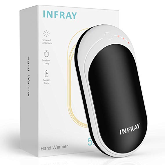 INFRAY Hand Warmers, Rechargeable 5200mAh Power Bank Electric Hand Heater USB Portable Charger Double-Sided Heating Pocket Hand Warmer, Safe Heat Therapy Pain Relief Winter Gift for Women Men