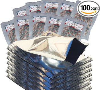 PackFreshUSA(™) One Quart Genuine Mylar Bags with 300cc Oxygen Absorbers with PackFreshUSA(™) LTFS Guide