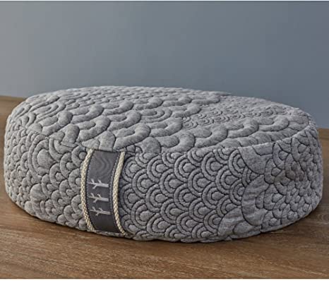 Brentwood Home Crystal Cove Meditation Cushion, Buckwheat Zafu Oval Floor Pillow, Made in California