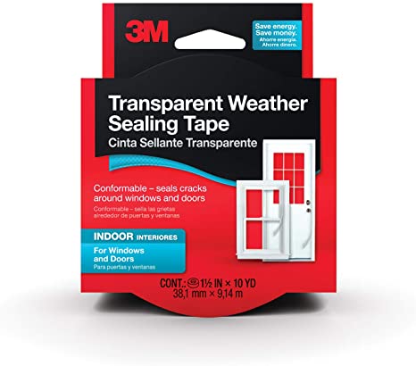 3M Interior Transparent Weather Sealing Tape for Windows and Doors, Moisture Resistant Tape, 1.5 in. x 10 yd. Roll