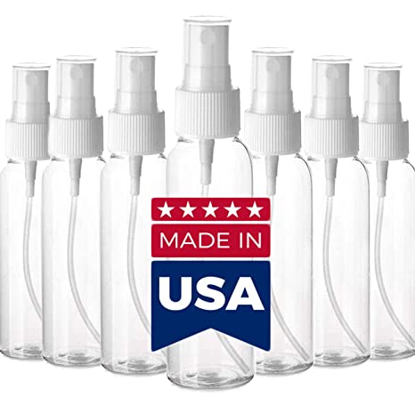 【Made in USA】 Clear 100ml(3.4oz) Refillable Sprayer Bottles Fine Mist Spray Bottle Container for Essential Oils, Travel, Perfumes, 12 Pcs