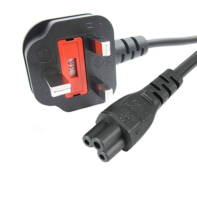 StarTech.com 2m Laptop Power Cord - 3 Slot for UK - BS-1363 to IEC320 C5 Clover Leaf Power Cable Lead - C5 UK Laptop Power Cable