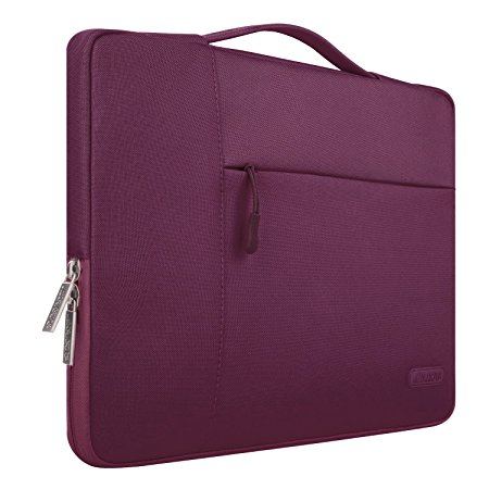 Mosiso Laptop Sleeve Briefcase Handbag for 15 Inch New MacBook Pro with Touch Bar A1707 2017/2016, Also Fit 14 Inch Notebook Computer Ultrabook, Polyester Multifunctional Bag Case Cover, Wine Red