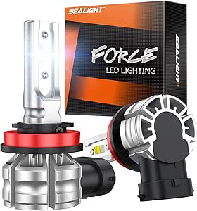 SEALIGHT H8 H11 Fog Light Bulbs or DRL, 10000 LM H9 H16 H8 Led Fog Light Bulb 6000K White Strong Penetration H16 Fog Bulbs, 2024 Upgraded H11 Fog Lights Bulb for Car, 3 Mins Plug & Play, Pack of 2