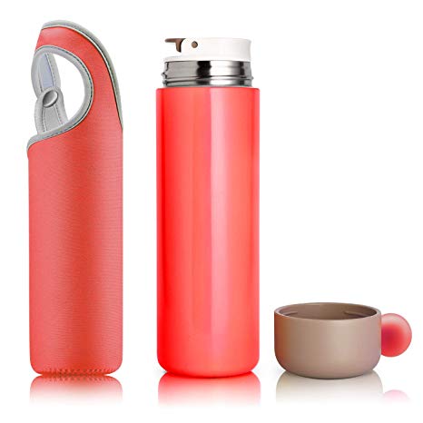 Vacuum Insulated Stainless Steel Water Bottle Double Walled for Women, BPA Free, 16 OZ (Red)