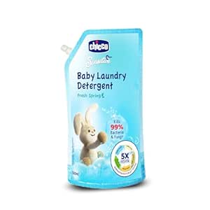 Chicco Baby Liquid Laundry Detergent, 5X Stain & Germ Fighter, Kills 99% of Germs, Dermatologically Tested, Effective & Gentle Cleaning, Fresh Springs, Refill pack (500 ML)