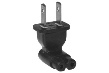 SF Cable, 2 Prong Right Angle Plug Adapter, USA IEC 60320-C7 receptacle to NEMA 1-15P
