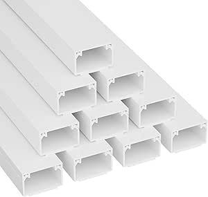 D-Line Goulotte Carrée, Cache-câble auto-adhésif, Gestion et masquage de câbles simples - 10 x 25 mm (L) x 16mm (H) - sections de 1 mètre (Multipack 10 mètres) – Blanc