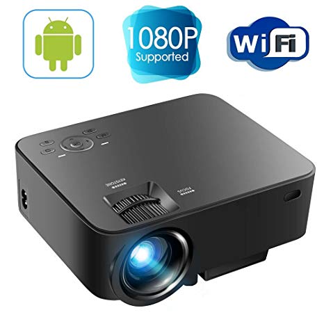 Android Mini Projector - Portable LED Projector Support Full HD 1080P, Wifi Home Cinema Theater 1500 Lumens Multimedia For Home Theater Movie Video Games