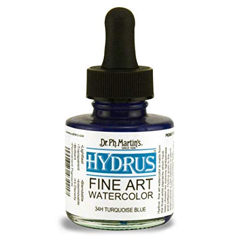 Dr. Ph. Martin's Hydrus Fine Art Watercolor, 1.0 oz, Turquoise Blue (34H)