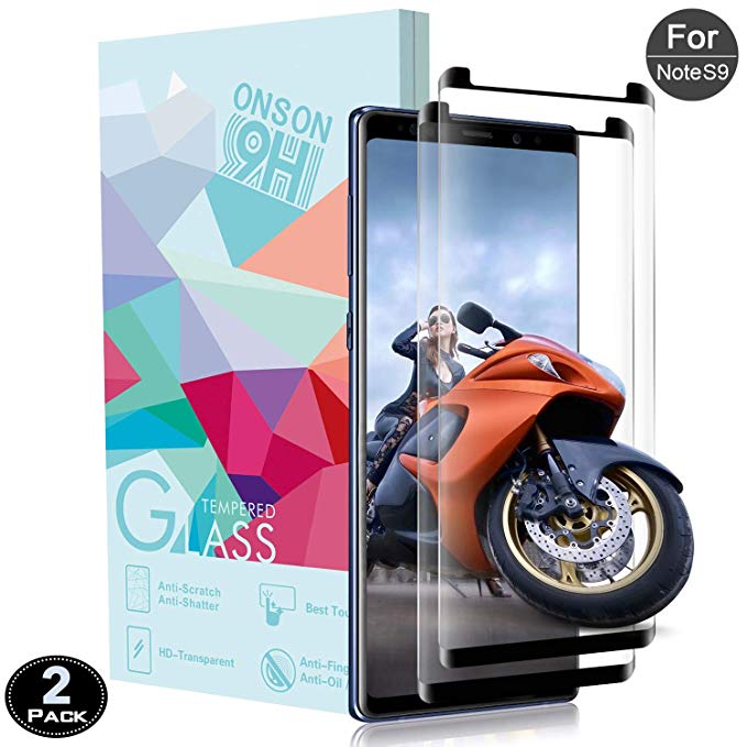 Galaxy Note 9 Screen Protector, ONSON Samsung Galaxy Note 9 Tempered Glass 3D Screen Protector, 9H Hardness,Bubble Free, Anti-Fingerprint HD Screen Protector Film -2 Pack